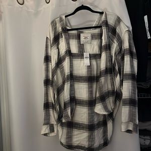 american eagle flannel never worn with grey hood